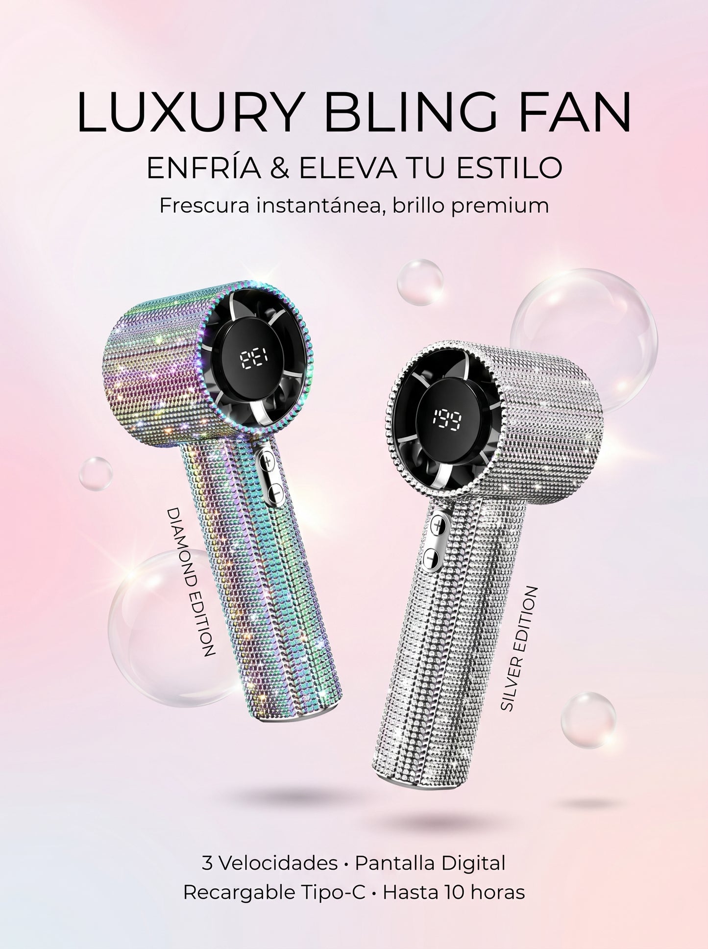 Ventilador premium recargable portatil de larga duración